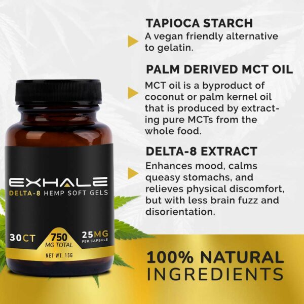 100% natural ingredients tapioca starch palm derived mct oil delta 8 extract