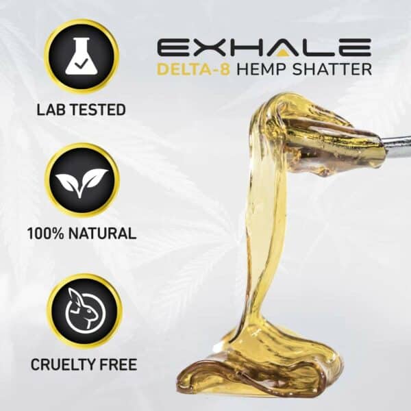 Exhale Delta-8 hemp shatter lab tested 100% natural cruelty free