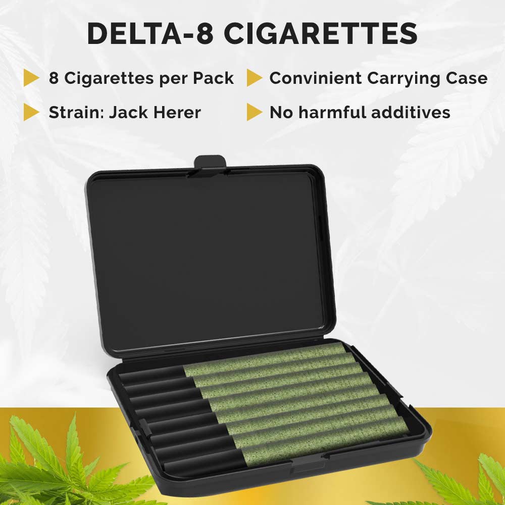 delta-8 hemp sticks cigarattes 8 per pack convinient carrying case no harmful additives