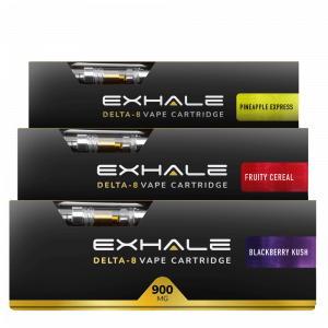 Exhale Delta-8 vape cartridge bundle 3 carts pineapple express fruity cereal blackberry kush