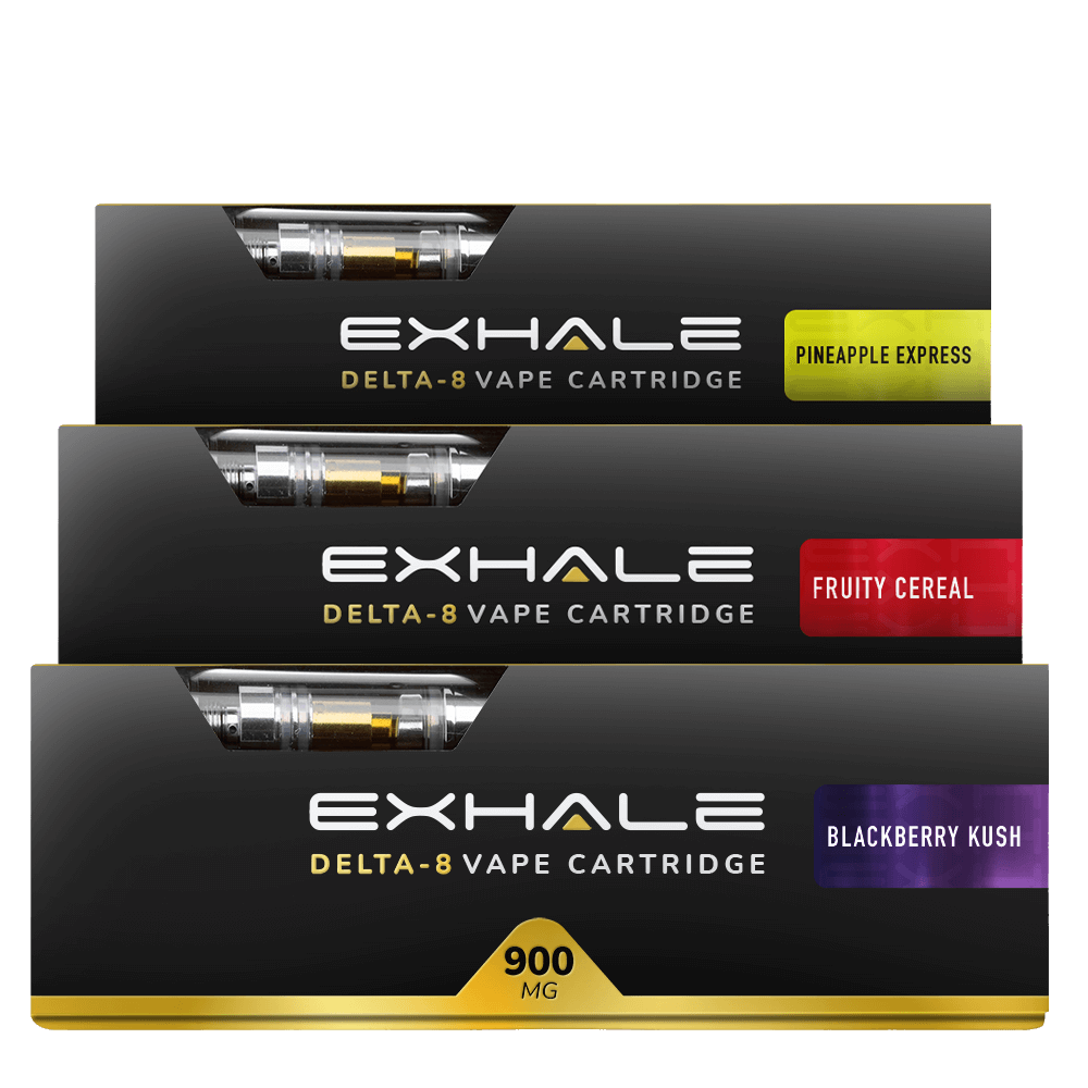 Vape Bundles Exhale Delta-8 vape cartridge bundle 3 carts pineapple express fruity cereal blackberry kush