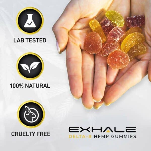 exhale delta 8 hemp gummies lab tested 100% natural cruelty free