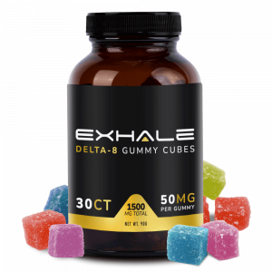 exhale d8 gummies 1500mg with spilled cubes