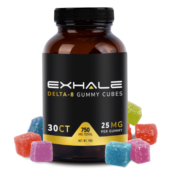 Gummy Cubes 750mg with product outside jar