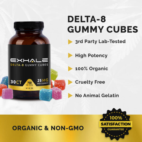 Delta-8 Gummy Cubes 3rd Party Tested High Potency 100% organic