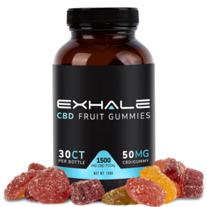Exhale CBD Gummies Fruit 1500mg spilled