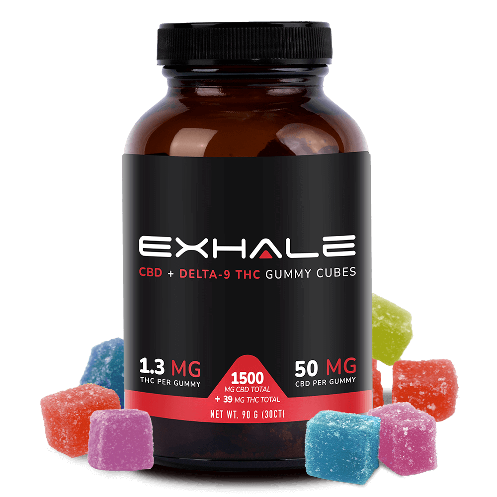 Exhale D9 gummy cubes 1500mg spillover