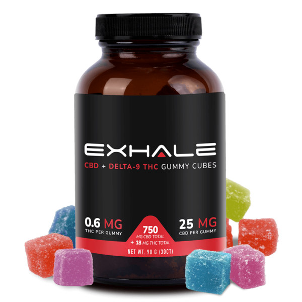 Exhale Delta 9 gummies cubes 750mg spillover