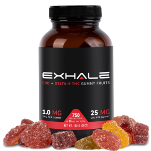 Exhale D9 gummy fruits 750mg spillover