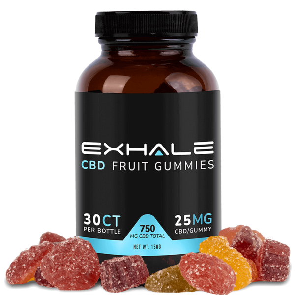 Exhale CBD Gummies Fruit 750mg spilled
