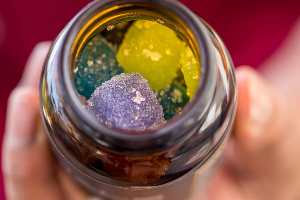 closeup shot of gummy cubes