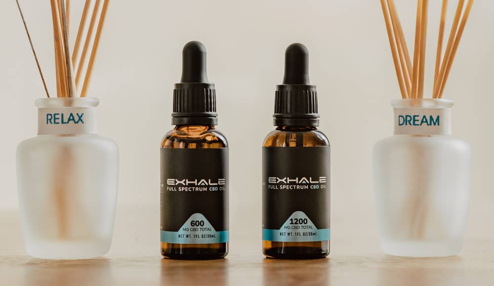 two bottles of exhale full spectrum cbd