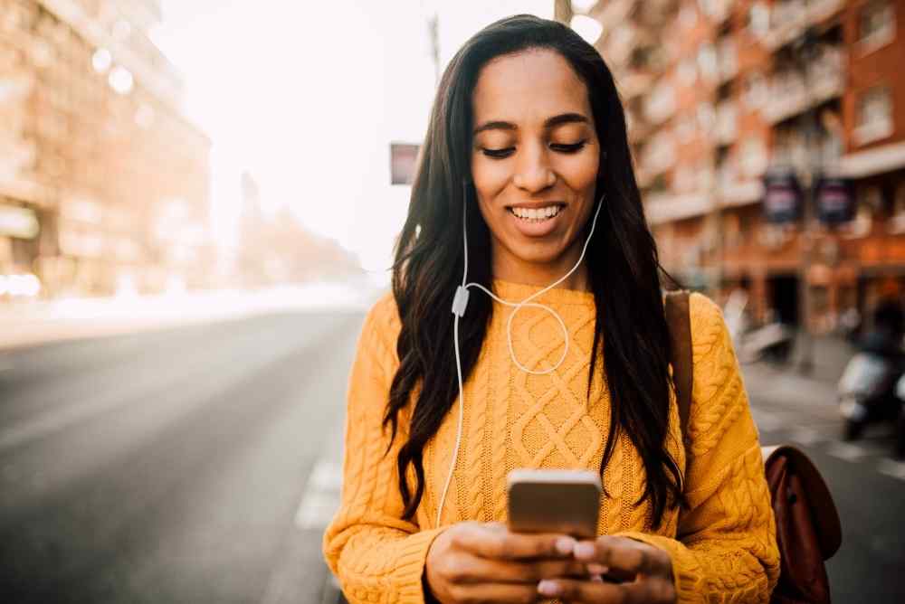 woman searching on phone