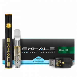 Exhale Wellness CBD Vape Cartridges 400mg with battery Gorilla Glue