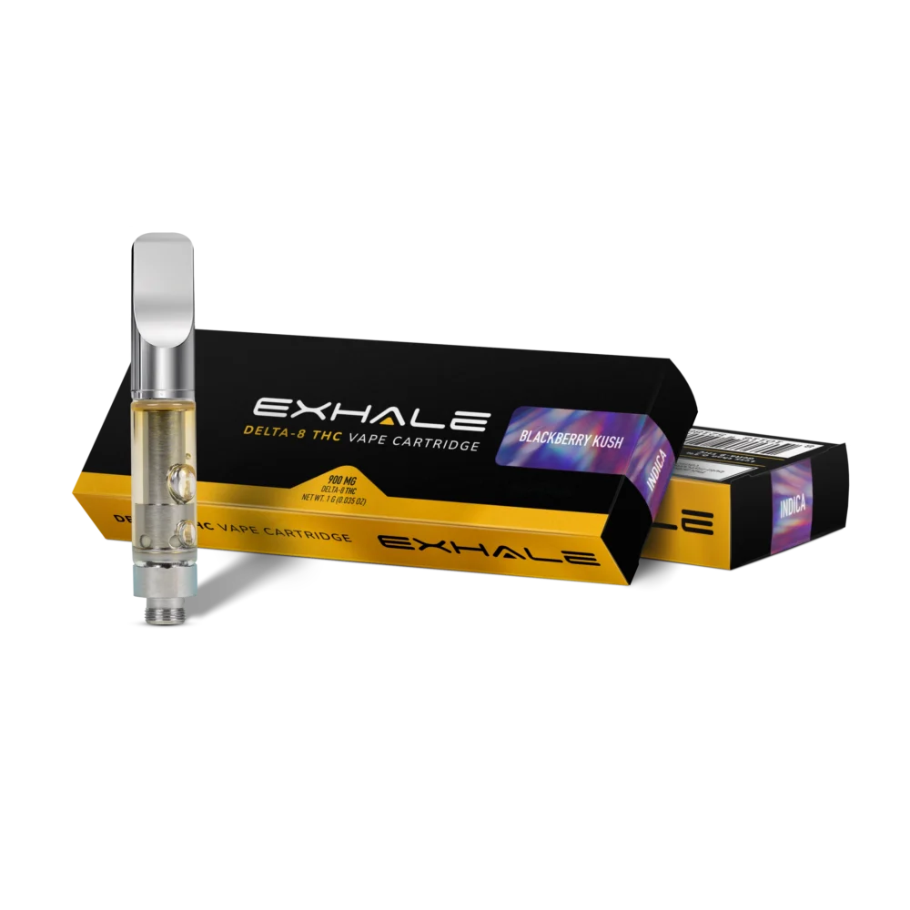 Delta-8 Vape Cartridge - Blackberry Kush - Exhale Wellness Delta-8 Vape Cartridge - Blackberry Kush - Exhale Wellness
