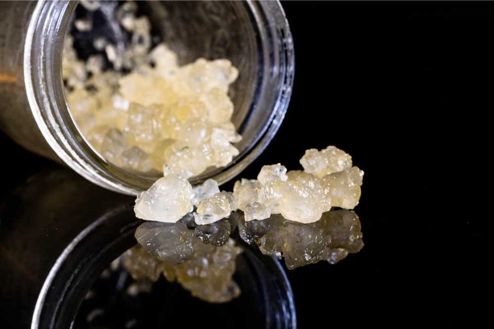 close up of white cannabis diamonds