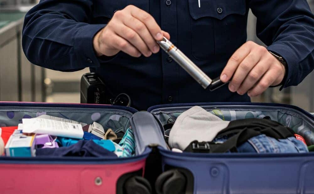 tsa agent finding vape in luggage