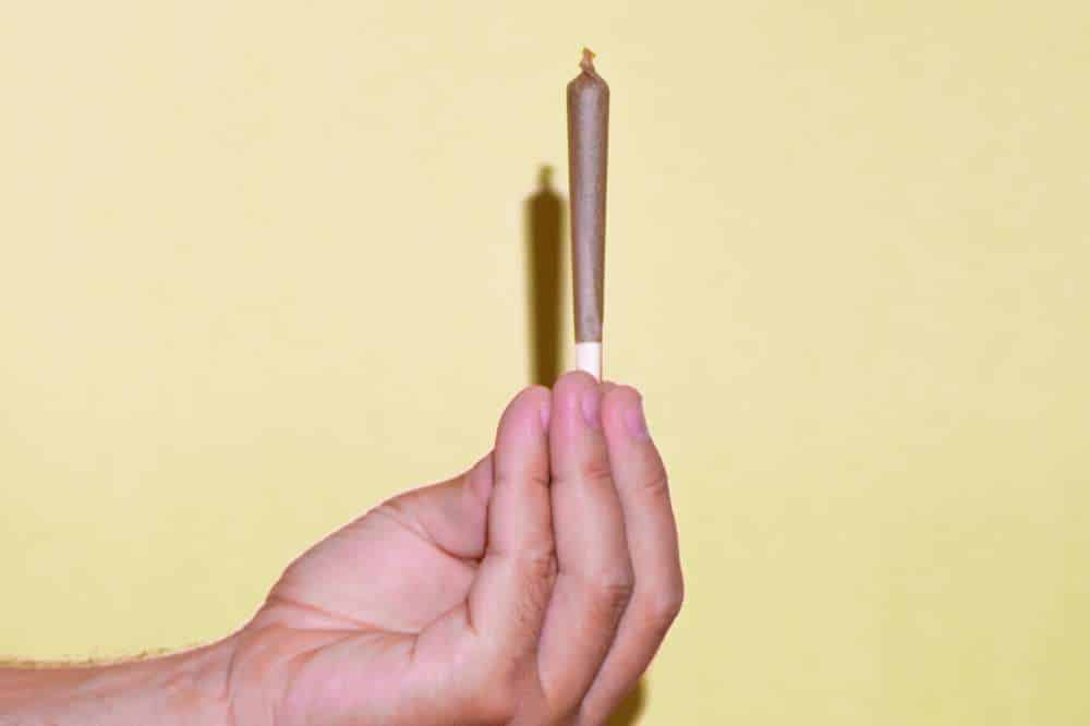 person holding a joint upright