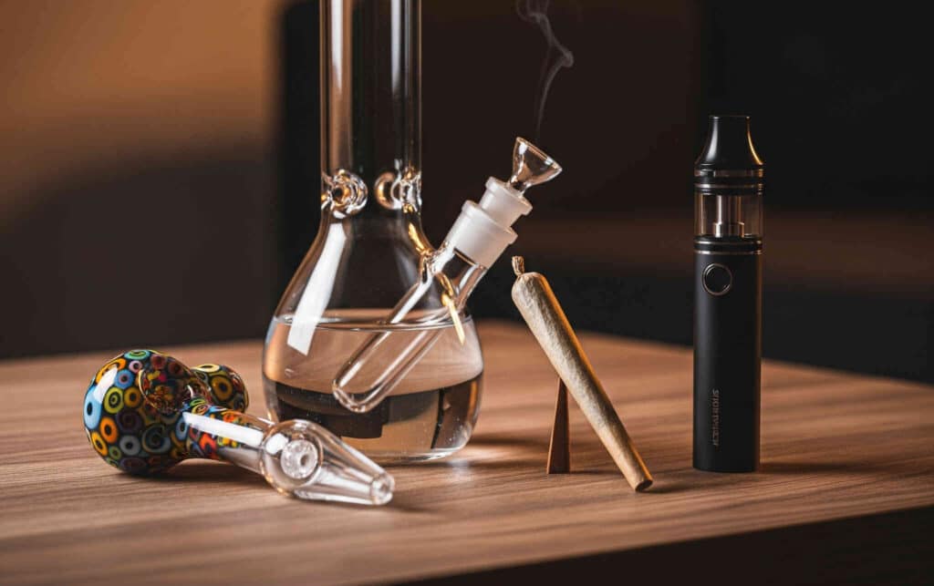 pipe bong joint dry herb vape on table
