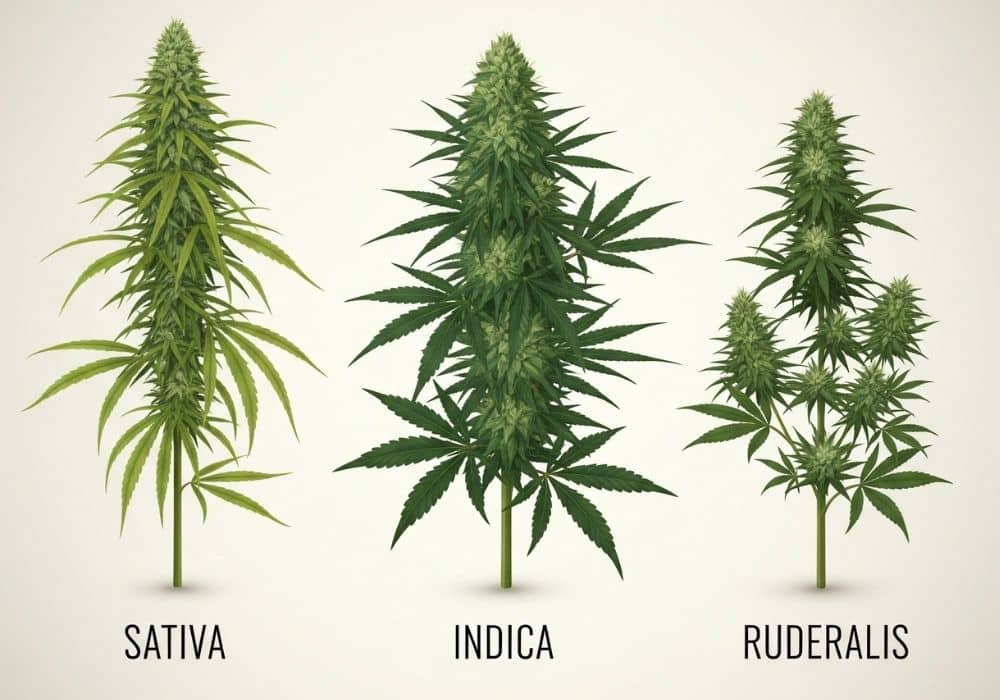 sativa indica ruderalis illustration cannabis strains