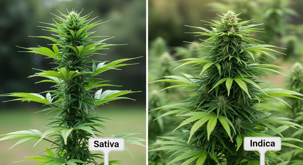 sativa vs indica comparison of plants