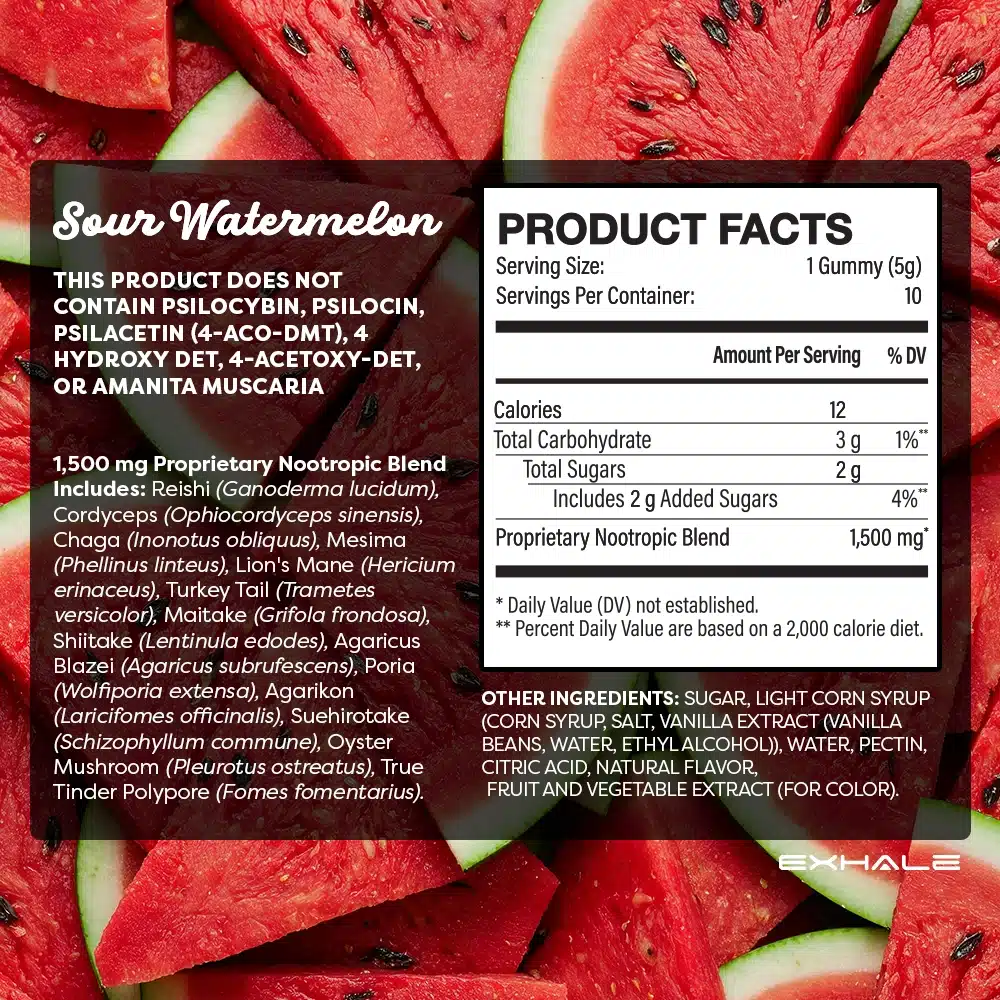 exhale wellness sour watermelon magic mushroom gummies