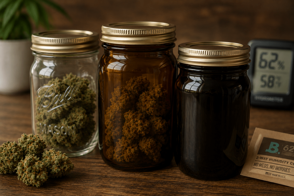Amber or Opaque Glass Mason Jars (Best Overall)