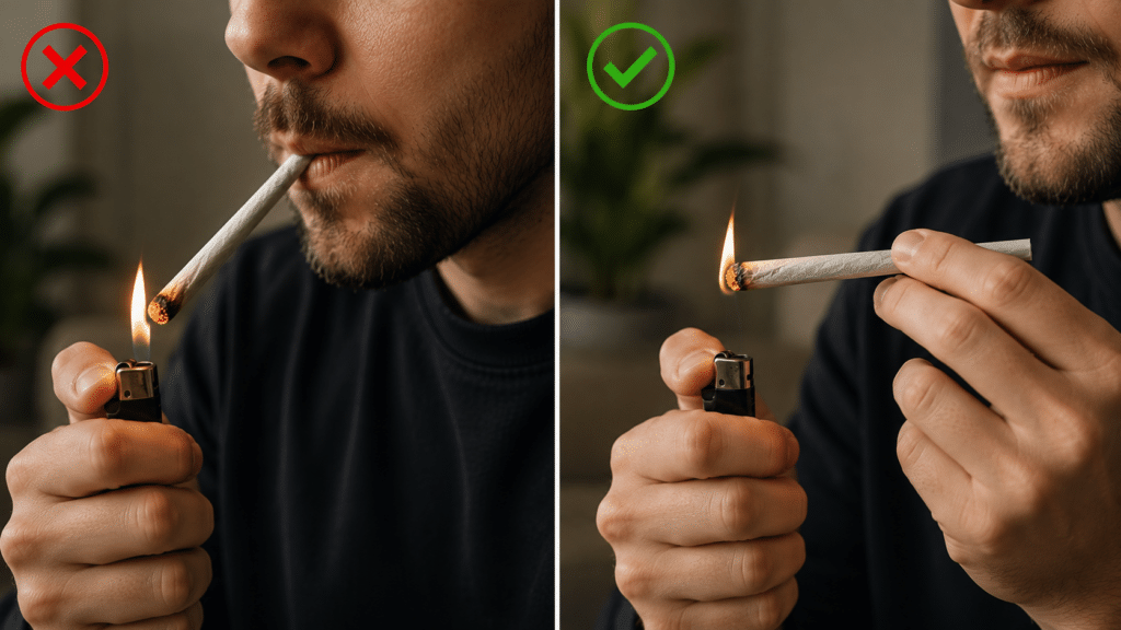 Lighting a joint: correct vs incorrect